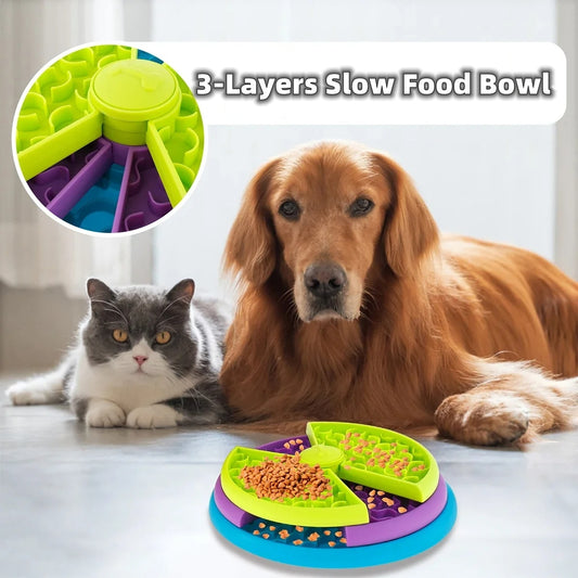 Slow Food Bowl Anti Choking Cat Bowl Dog Basin Puzzle Feeder Healthy Pet Rotating Game Board Anti Choking Cat Bow