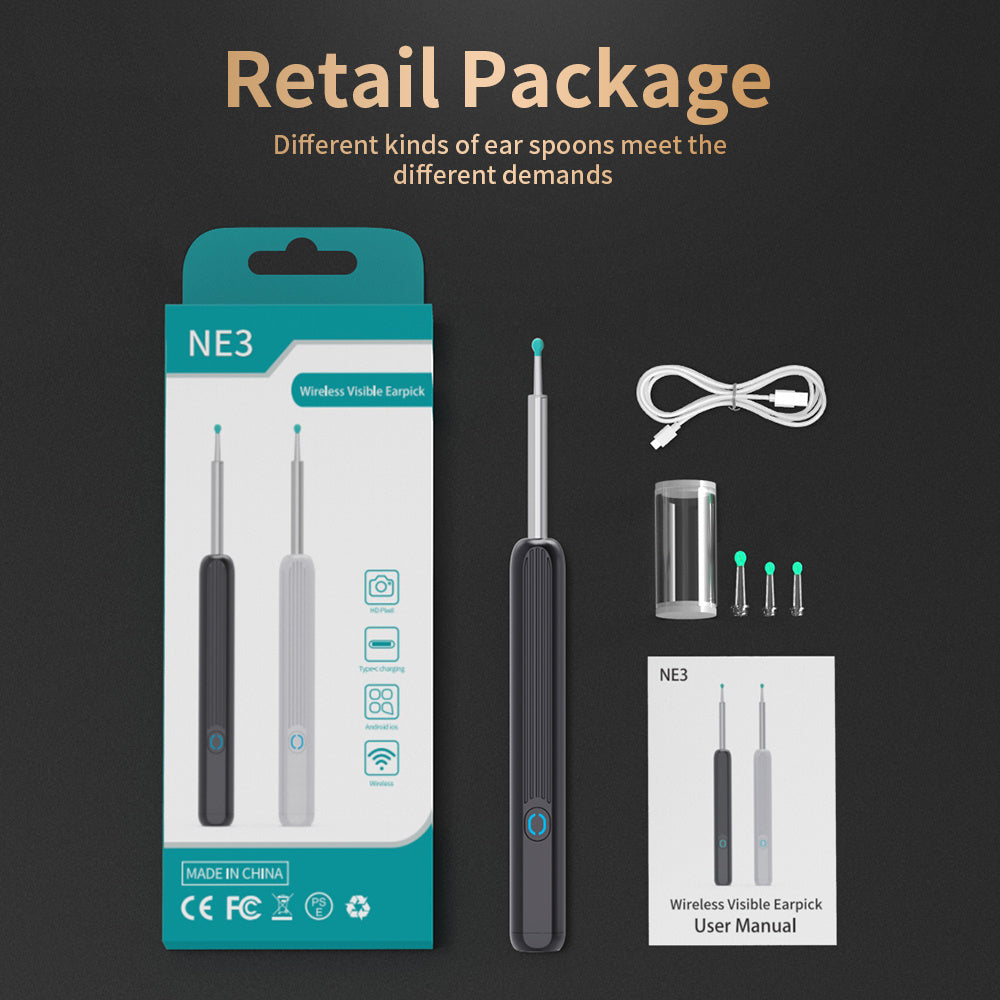 NE3 Ear Cleaner With Camera LED Light Wireless Ear Endoscope Ear Cleaning Kit For I-phone