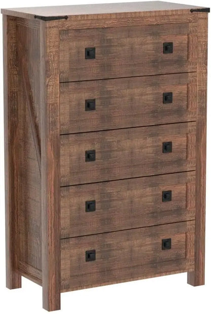 Farmhouse 5 Drawers Dresser Chests for Bedroom, Wood Rustic Tall Chset of Drawers,Dressers Organizer for Bedroom, Living Room