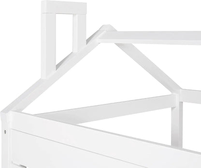 House Bed Twin Bed With Drawers, Wooden Daybed With Storage Drawers, For Kids Teens Girls Boys ( White )