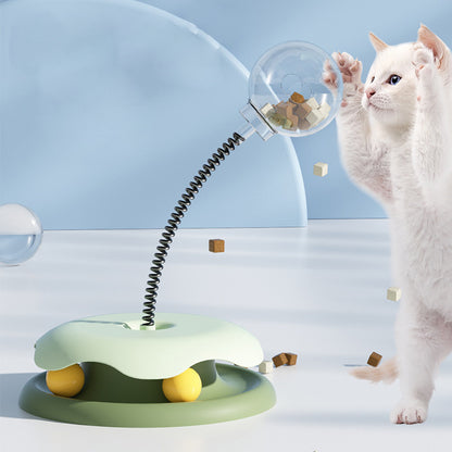 FooCat Leakaged 2 In 1 Toys Turntable Ball Toys Kitten Funny Cat Training Spring Ball Cat Supplies Pet Products